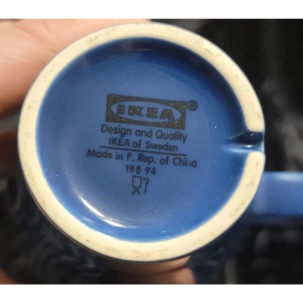 Lot Of 3 Blue Ikea Mugs Coffee Tea Sweden